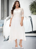 Lexie A-Line Scoop Neck Asymmetrical Chiffon Wedding Dress With Beading Sequins STKP0013686