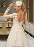 Rhianna Ball-Gown/Princess V-neck Sweep Train Tulle Lace Wedding Dress STKP0013698