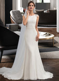 Kate Trumpet/Mermaid Court Train Stretch Crepe Wedding Dress STKP0013711