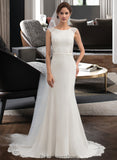 Kate Trumpet/Mermaid Court Train Stretch Crepe Wedding Dress STKP0013711