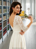 Claire A-Line Sweep Train Wedding Dress With Lace STKP0013715