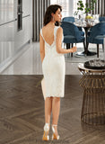 Belen Sheath/Column V-neck Knee-Length Wedding Dress STKP0013716