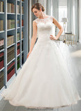 Vivien Ball-Gown/Princess Illusion Sweep Train Organza Tulle Wedding Dress With Beading Sequins STKP0013719