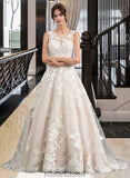 Jackie Ball-Gown/Princess Illusion Court Train Tulle Wedding Dress With Beading Sequins STKP0013724