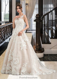 Jackie Ball-Gown/Princess Illusion Court Train Tulle Wedding Dress With Beading Sequins STKP0013724