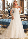 Samantha Ball-Gown/Princess Chapel Train Tulle Lace Wedding Dress With Sequins STKP0013726