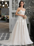 Paloma Ball-Gown/Princess Sweetheart Court Train Tulle Wedding Dress STKP0013732