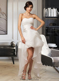 Alicia A-Line Sweetheart Asymmetrical Organza Wedding Dress With Ruffle Beading Sequins STKP0013733