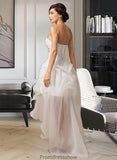 Alicia A-Line Sweetheart Asymmetrical Organza Wedding Dress With Ruffle Beading Sequins STKP0013733