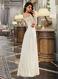 Jessica A-Line Off-the-Shoulder Sweep Train Wedding Dress With Lace STKP0013734