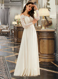 Jessica A-Line Off-the-Shoulder Sweep Train Wedding Dress With Lace STKP0013734