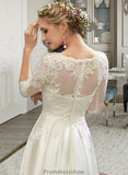 Suzanne A-Line Illusion Tea-Length Wedding Dress With Lace STKP0013741