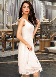 Jasmin A-Line V-neck Knee-Length Wedding Dress STKP0013743