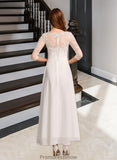 Victoria A-Line Illusion Asymmetrical Wedding Dress With Lace STKP0013749