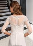 Victoria A-Line Illusion Asymmetrical Wedding Dress With Lace STKP0013749