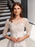 Victoria A-Line Illusion Asymmetrical Wedding Dress With Lace STKP0013749