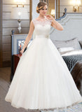 Callie Ball-Gown/Princess Scoop Neck Sweep Train Organza Lace Wedding Dress With Beading Sequins STKP0013751