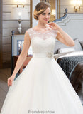 Callie Ball-Gown/Princess Scoop Neck Sweep Train Organza Lace Wedding Dress With Beading Sequins STKP0013751