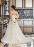 Kenley Ball-Gown/Princess Sweetheart Court Train Tulle Wedding Dress With Ruffle Beading STKP0013766