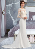 Jacey Trumpet/Mermaid Illusion Sweep Train Stretch Crepe Wedding Dress STKP0013767