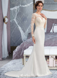 Jacey Trumpet/Mermaid Illusion Sweep Train Stretch Crepe Wedding Dress STKP0013767