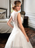 Gwen Ball-Gown/Princess Scoop Neck Tea-Length Tulle Lace Wedding Dress With Beading Sequins STKP0013773