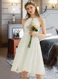 Trinity A-Line Knee-Length Chiffon Wedding Dress STKP0013778