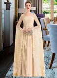 Anabel A-Line Square Neckline Floor-Length Chiffon Wedding Dress With Ruffle Beading STKP0013783