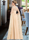 Anabel A-Line Square Neckline Floor-Length Chiffon Wedding Dress With Ruffle Beading STKP0013783