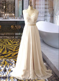 Marcia A-Line V-neck Court Train Chiffon Wedding Dress STKP0013785