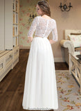 Nova A-Line Scoop Neck Floor-Length Tulle Wedding Dress STKP0013787