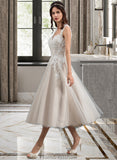 Ashleigh Ball-Gown/Princess Sweetheart Tea-Length Tulle Wedding Dress With Sequins STKP0013791