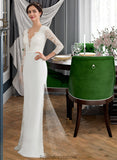 Mercedes Trumpet/Mermaid V-neck Chapel Train Chiffon Wedding Dress With Beading Sequins STKP0013795