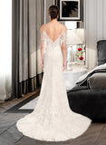 Madilyn Trumpet/Mermaid V-neck Chapel Train Wedding Dress With Beading Sequins STKP0013802