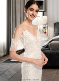 Madilyn Trumpet/Mermaid V-neck Chapel Train Wedding Dress With Beading Sequins STKP0013802