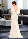 Jadyn A-Line V-neck Sweep Train Wedding Dress With Ruffle STKP0013811