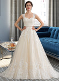 Laura Ball-Gown/Princess Sweetheart Court Train Tulle Wedding Dress With Beading Sequins STKP0013813