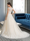 Laura Ball-Gown/Princess Sweetheart Court Train Tulle Wedding Dress With Beading Sequins STKP0013813
