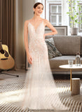 Amani Trumpet/Mermaid V-neck Court Train Wedding Dress With Lace STKP0013814