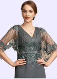 Tiffany A-Line V-neck Floor-Length Chiffon Lace Mother of the Bride Dress With Beading Sequins STK126P0014674