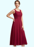 Valentina A-Line Scoop Neck Tea-Length Chiffon Mother of the Bride Dress STK126P0014684