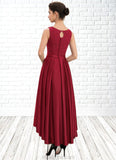 Yazmin A-Line Scoop Neck Asymmetrical Satin Lace Mother of the Bride Dress With Sequins STK126P0014752