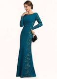 Sherlyn Sheath/Column Scoop Neck Floor-Length Stretch Crepe Mother of the Bride Dress With Appliques Lace STK126P0014822