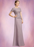 Vicky A-Line Scoop Neck Floor-Length Chiffon Lace Mother of the Bride Dress STK126P0014846