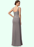 Yazmin Sheath/Column Square Neckline Floor-Length Chiffon Lace Mother of the Bride Dress STK126P0014936