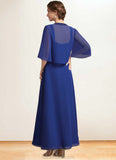 Yareli A-Line Square Neckline Ankle-Length Chiffon Mother of the Bride Dress With Ruffle STK126P0014982