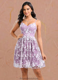 Kianna A-line V-Neck Short Lace Homecoming Dress With Embroidered STKP0025697