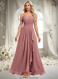 Joan A-line Cold Shoulder Asymmetrical Chiffon Bridesmaid Dress STKP0025823