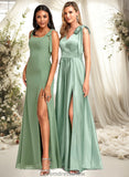 Miah A-line Square Floor-Length Chiffon Bridesmaid Dress With Bow STKP0025740