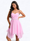 Moira A-line Sweetheart Asymmetrical Chiffon Homecoming Dress With Beading STKP0025690